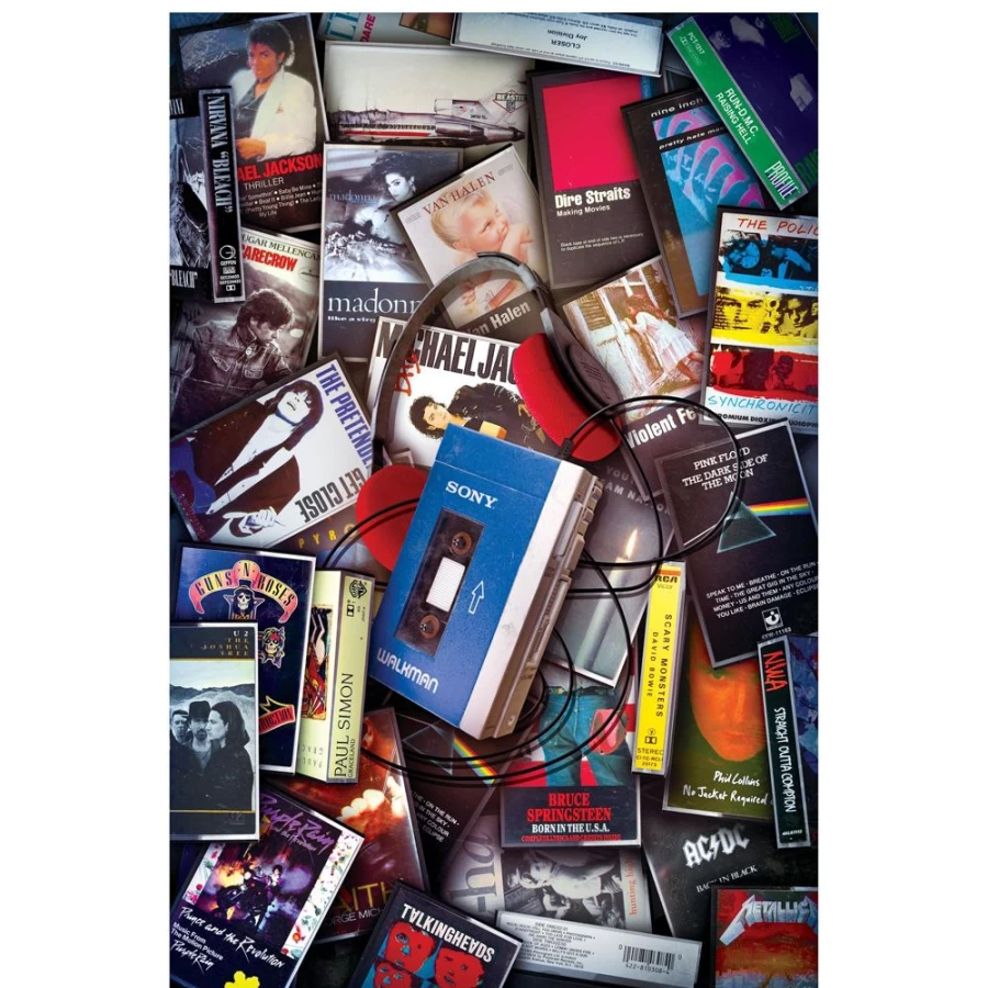 "Toynk 80s Retro Cassette Tape 1000-Piece Jigsaw Puzzle - 1980s Music Hits Collectible Puzzle"