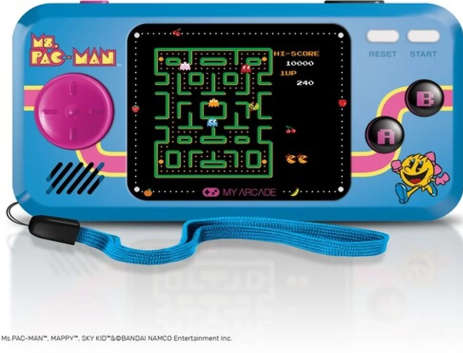 MeTV Entertainment Ms. Pac-Man Portable Handheld Arcade Game - Pocket Player Retro Gaming System