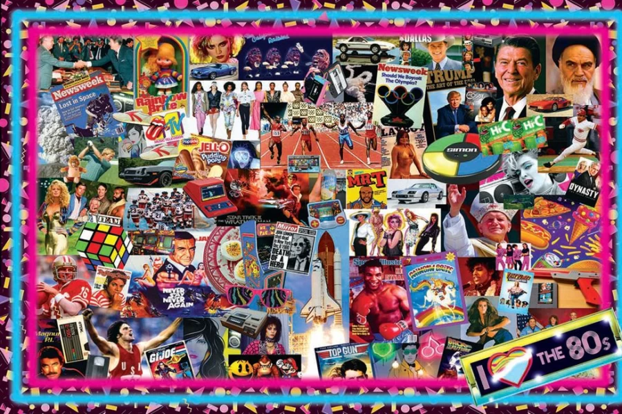 "Toynk 1000-Piece Retro 80's Jigsaw Puzzle for Adults & Kids – The Crazy 80's Nostalgia Puzzle"