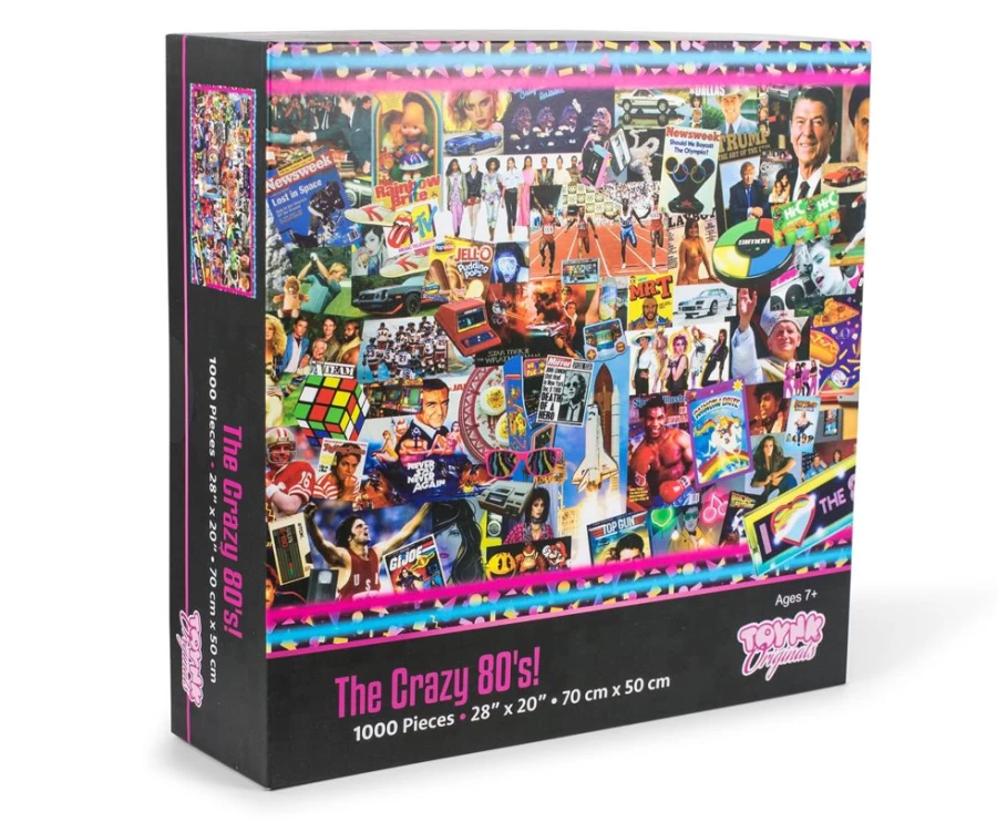 "Toynk 1000-Piece Retro 80's Jigsaw Puzzle for Adults & Kids – The Crazy 80's Nostalgia Puzzle"