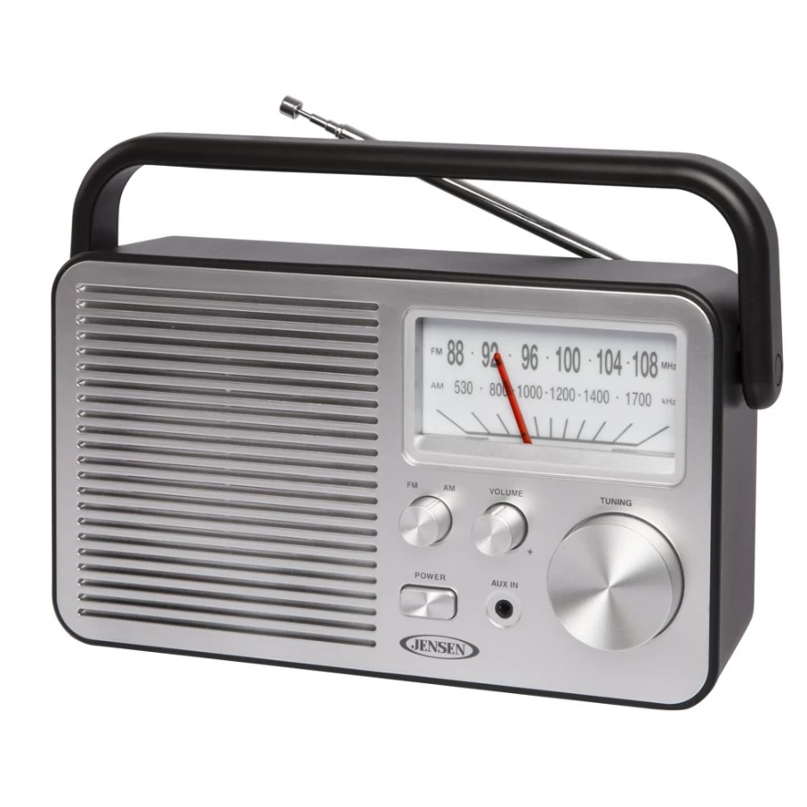 Jensen AM/FM Portable Radio - Compact, Battery-Powered with Clear Reception for Indoor & Outdoor Use