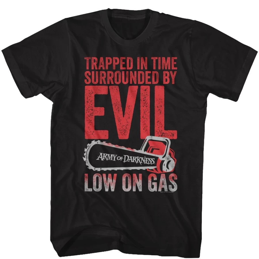 "MeTV Custom Brands Army Of Darkness Low On Gas Vintage Horror Movie T-Shirt"