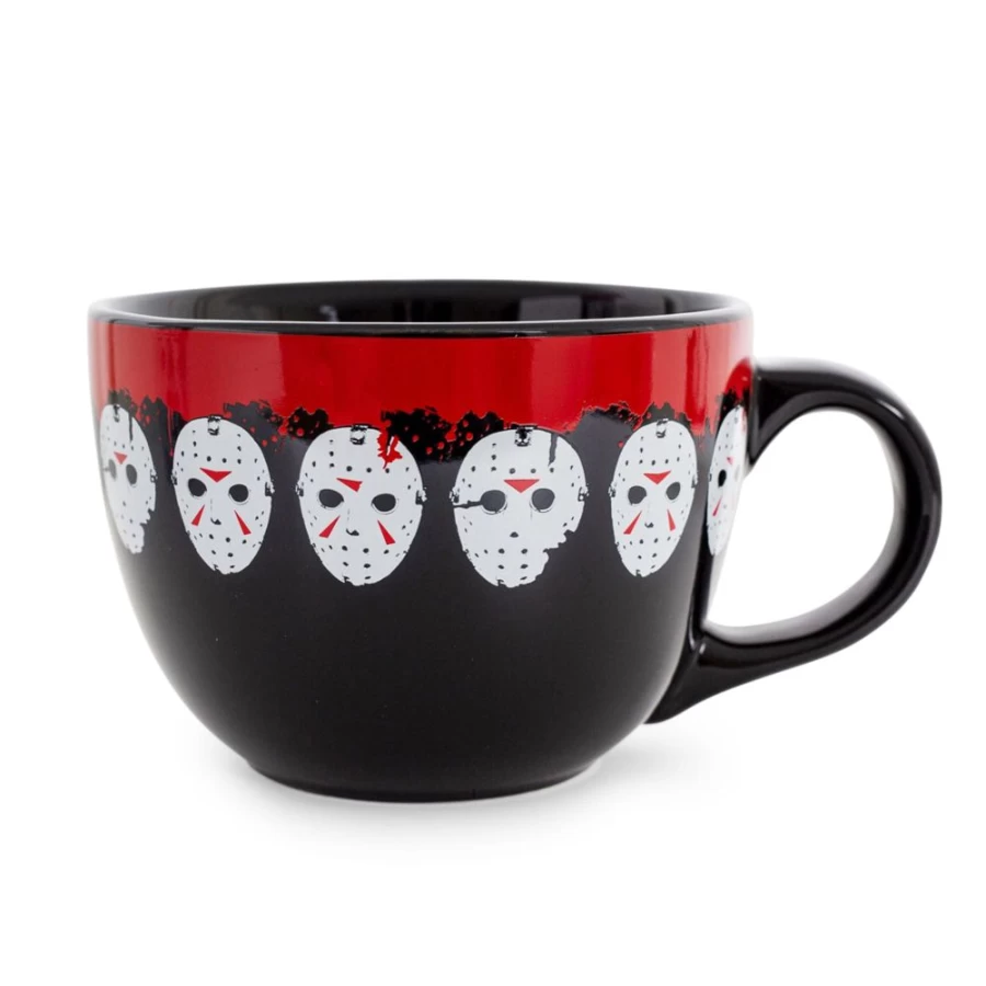 "Toynk Friday The 13th Jason Voorhees Horror Movie Ceramic Mug | 24oz Halloween Collectible Soup Cup"