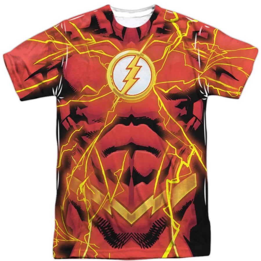 MeTV Custom Classics Unisex Justice League Flash 52 Bolt T-Shirt (Front & Back Design)