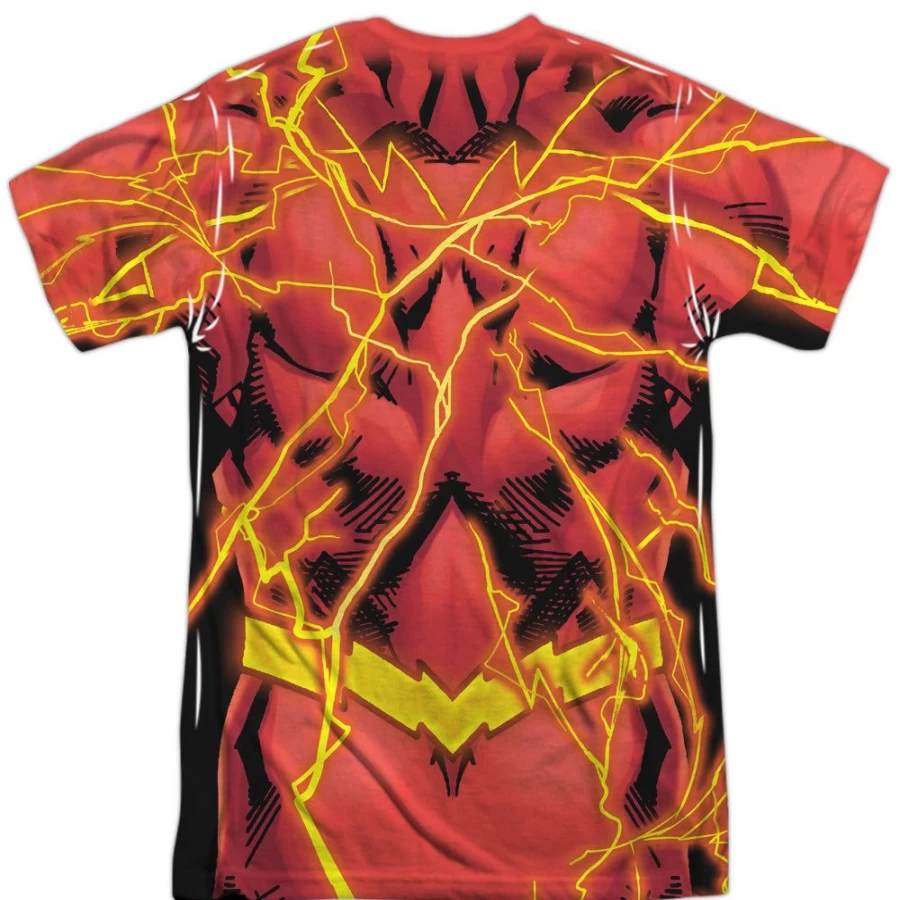MeTV Custom Classics Unisex Justice League Flash 52 Bolt T-Shirt (Front & Back Design)