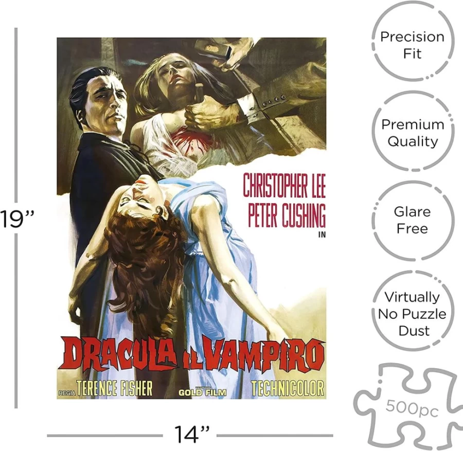 Toynk Hammer Dracula 500-Piece Jigsaw Puzzle for Adults, Horror Movie Themed Collectible Puzzle, Challenging Gothic Art Puzzle