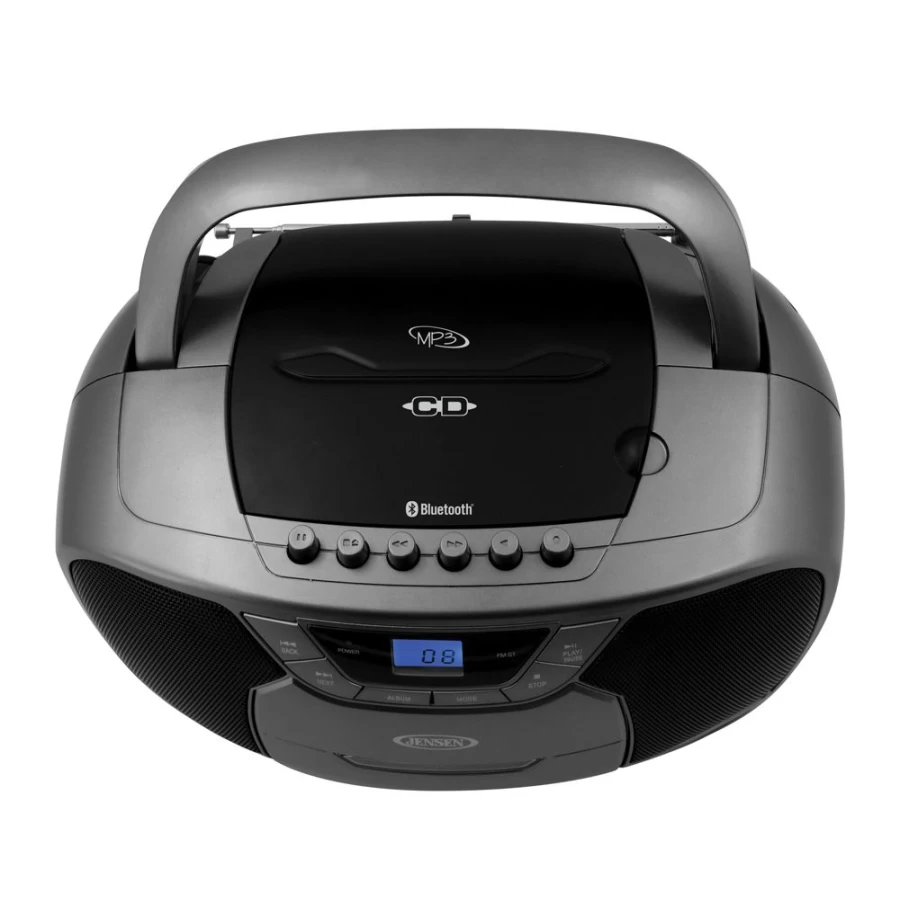 Jensen Portable Bluetooth CD Cassette Player with MP3 Playback, AM/FM Radio, and Recording Function
