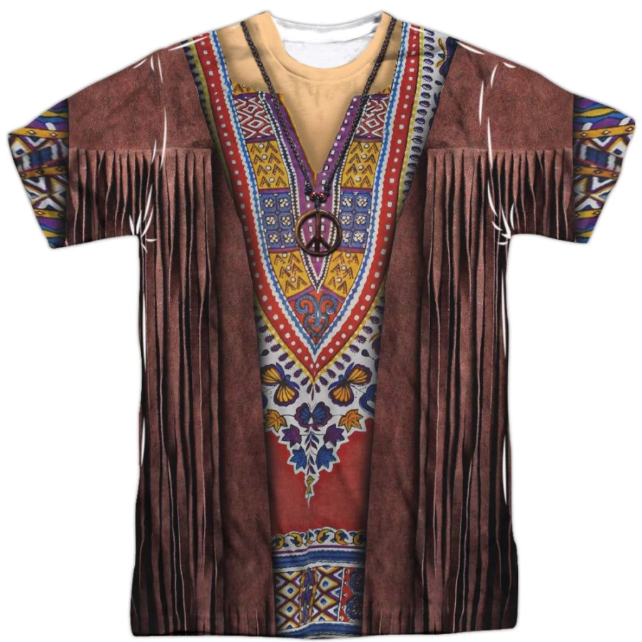 "MeTV Custom Classics Unisex Hippie Costume - 1960s Retro Outfit (Front & Back View)"