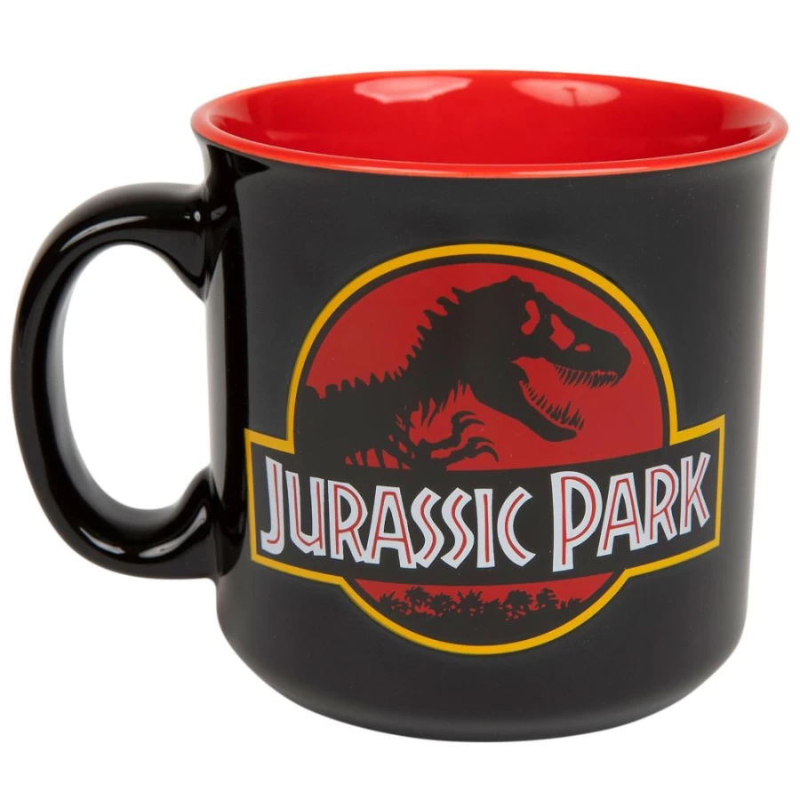 Toynk Jurassic Park Classic Logo 20oz Black Ceramic Travel Mug - Official Movie Merchandise Camping Cup