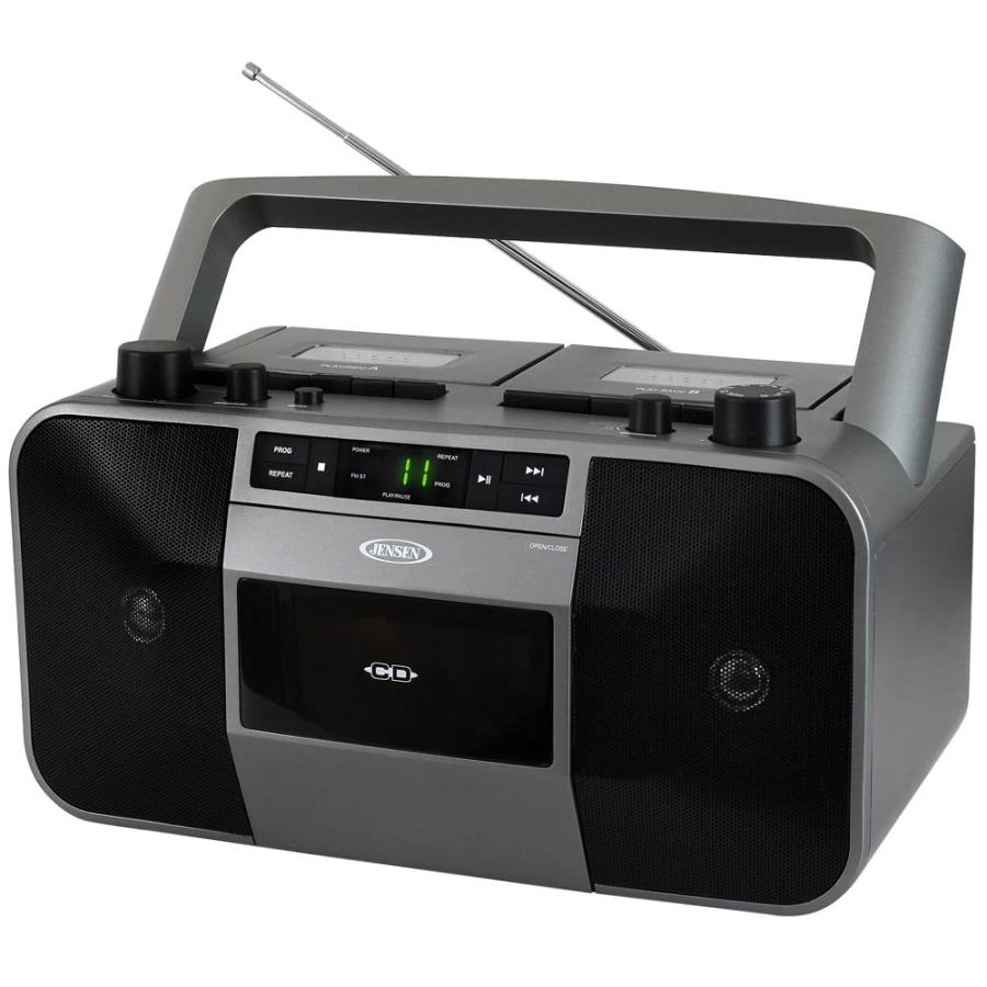 Jensen Portable CD Player with Cassette Deck Recorder, AM/FM Radio, Stereo Sound