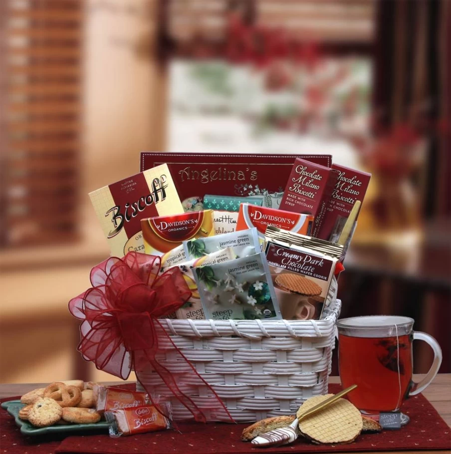 GBDS Premium Tea Time Gift Basket - Elegant Assorted Tea Collection with Delicious Treats for Relaxation & Gifting