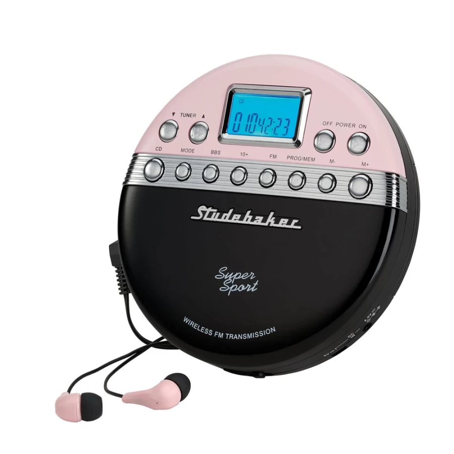 Studebaker Super Sport Portable CD Player with Wireless FM Transmitter and Stereo Radio for Cars