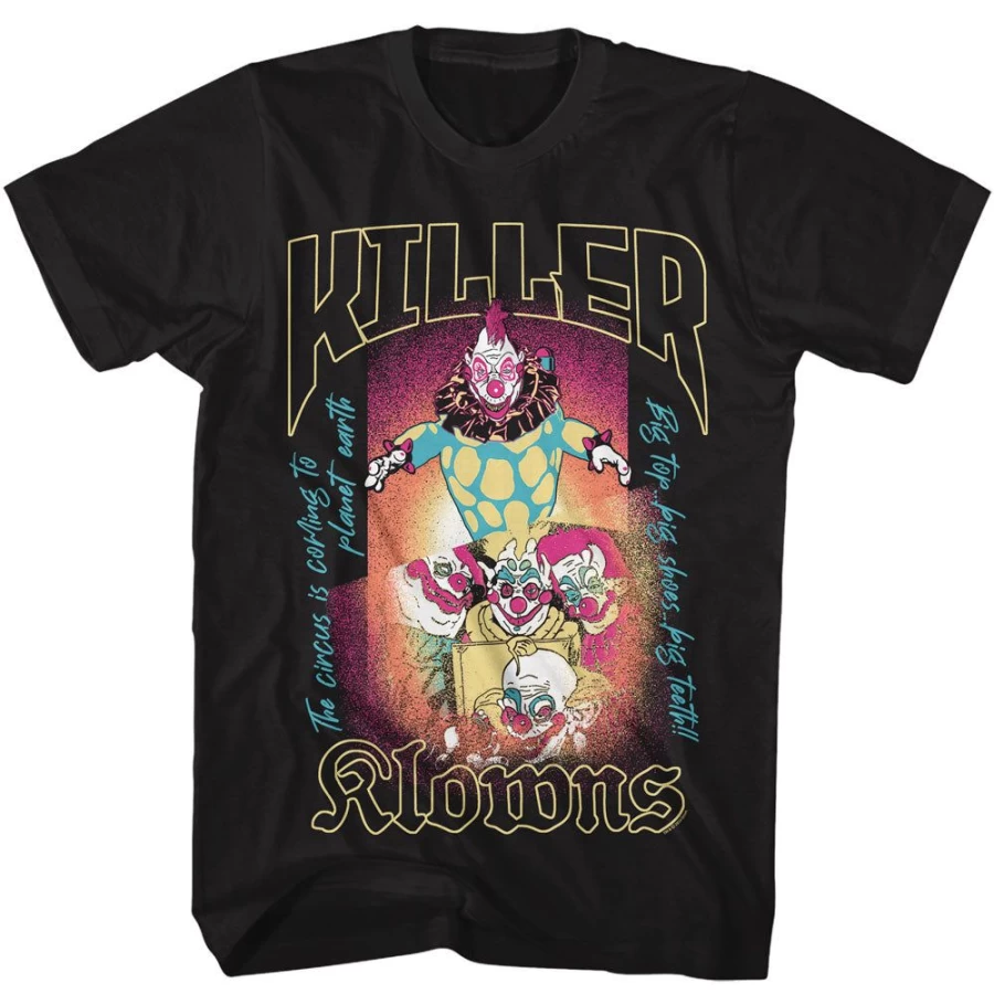 "MeTV Custom Brands Killer Klowns From Outer Space T-Shirt - Big Tops, Big Shoes, Big Teeth Design"