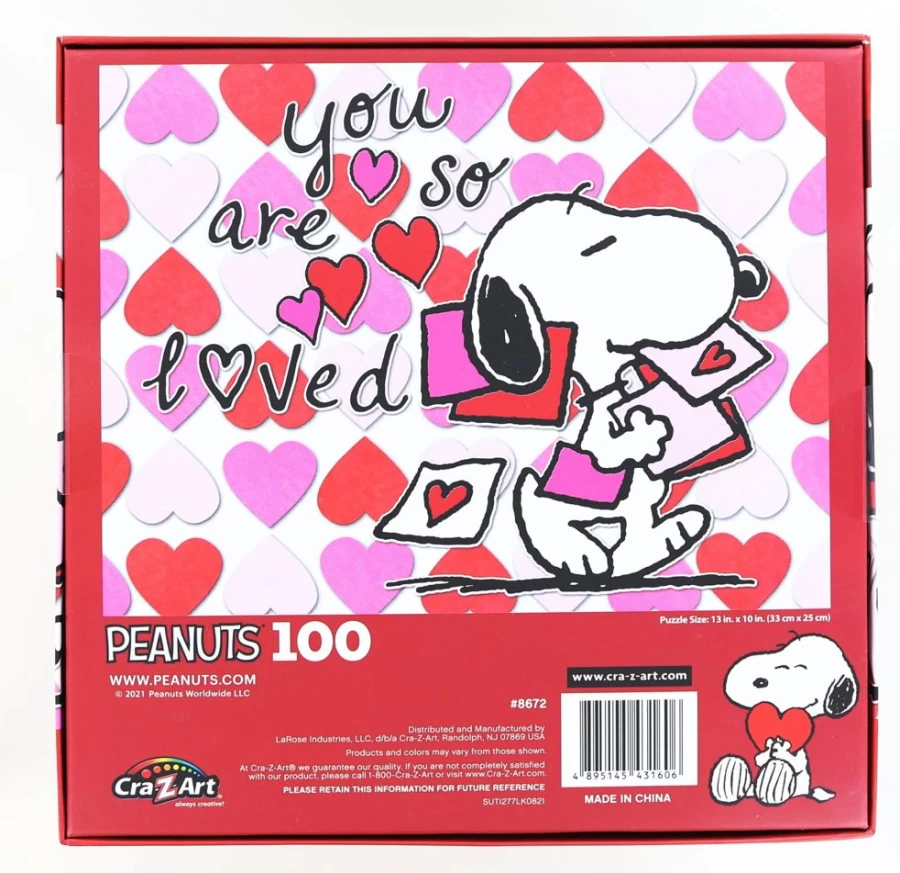 Toynk Peanuts Valentine's Day 100-Piece Jigsaw Puzzle - Snoopy & Friends Heartwarming Fun