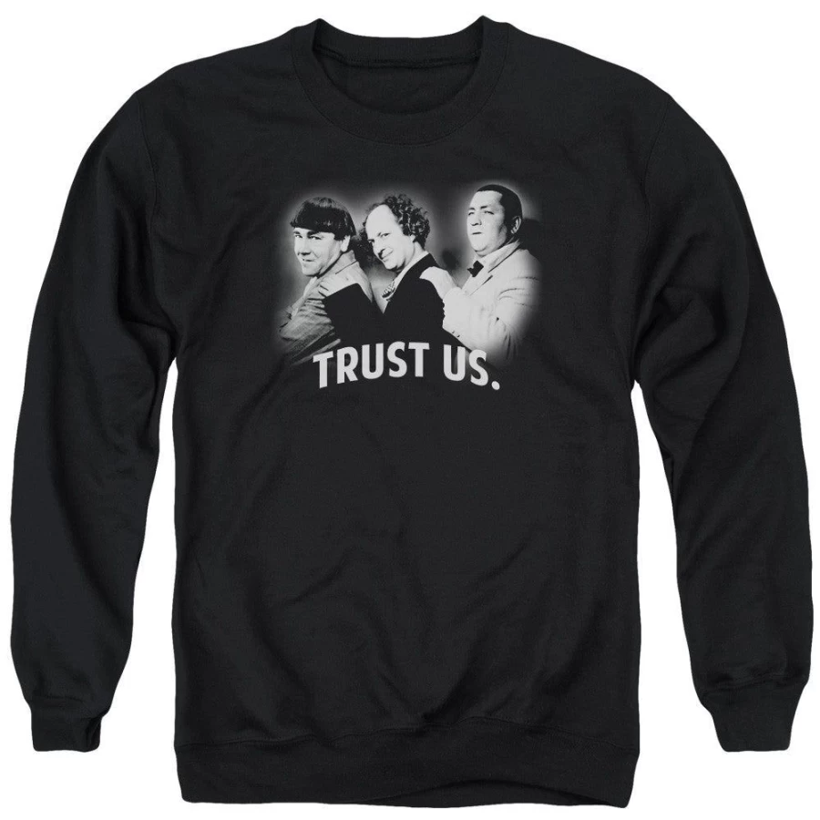 "MeTV Custom Classics Three Stooges - Trust Us Unisex Vintage Comedy T-Shirt"