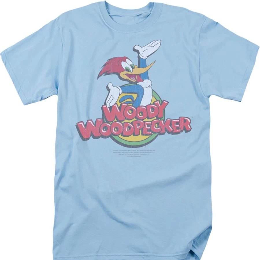 MeTV Custom Classics Woody Woodpecker Vintage Fade T-Shirt - Retro Cartoon Graphic Tee