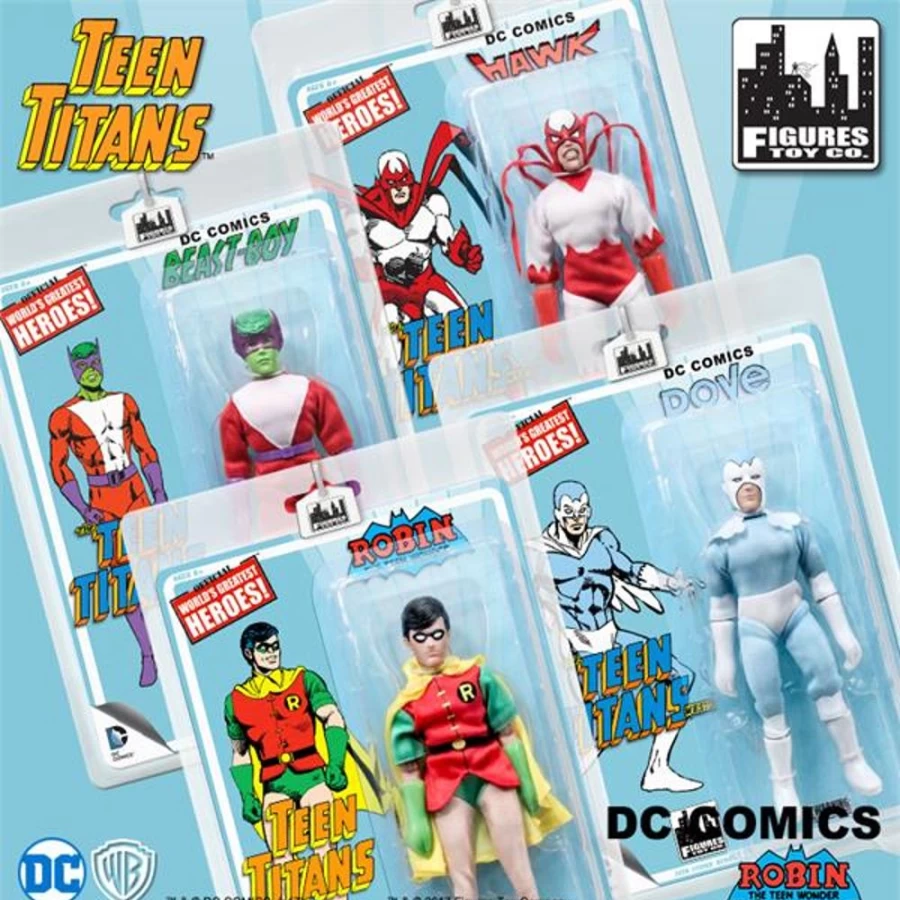 MeTV Figures Teen Titans 7-Inch Action Figures Series 2: Complete Set of 4 Collectible Characters