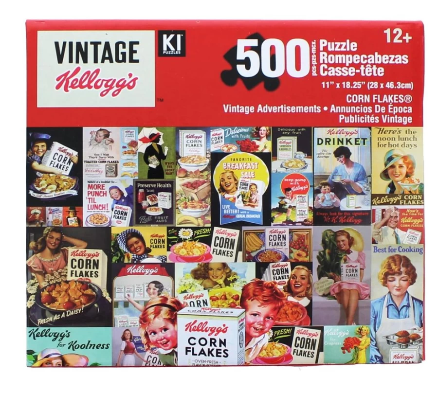 Toynk Unisex 500-Piece Jigsaw Puzzle - Vintage Kellogg's Corn Flakes Collectible Puzzle