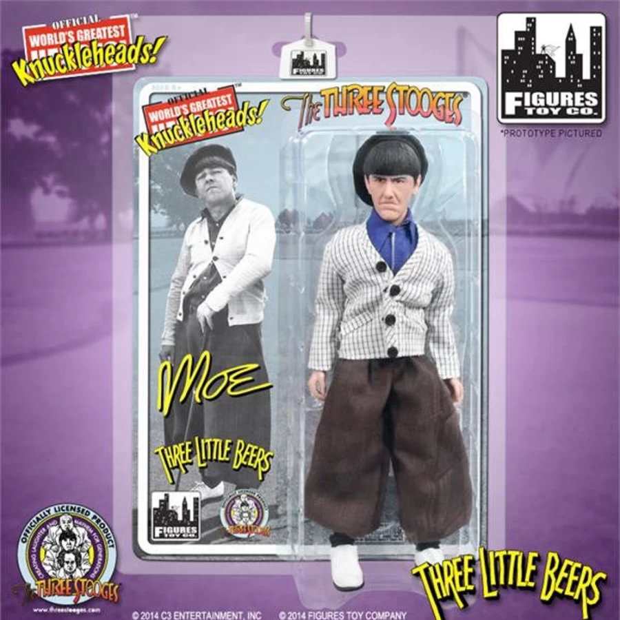 MeTV Figures The Three Stooges 8" Deluxe Collectible Figurine - Three Little Beers Moe Larry Curly Action Figure