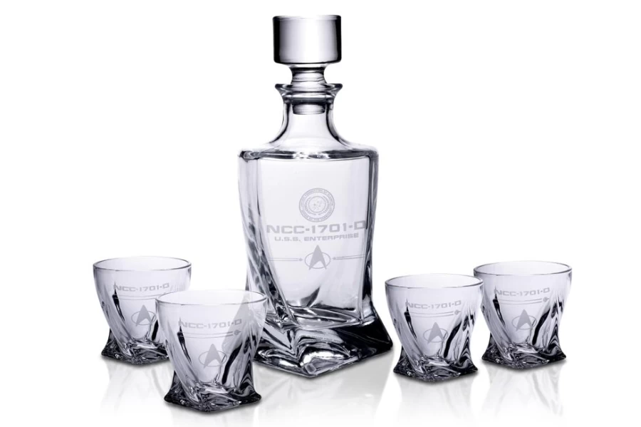 Toynk Star Trek: The Next Generation 5-Piece Whiskey Decanter Set with Glasses - Officially Licensed Collectible