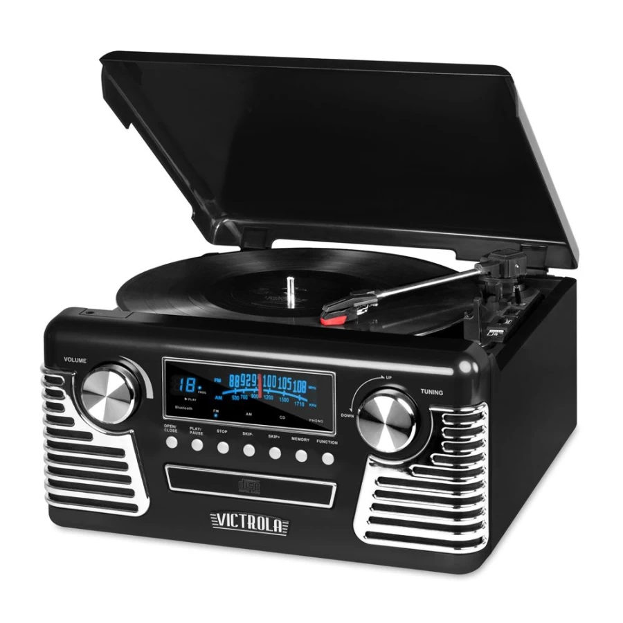 Victrola Vintage Bluetooth Record Player with 3-Speed Turntable, USB, Stereo Speakers – Retro Wooden Phonograph for Vinyl Lovers