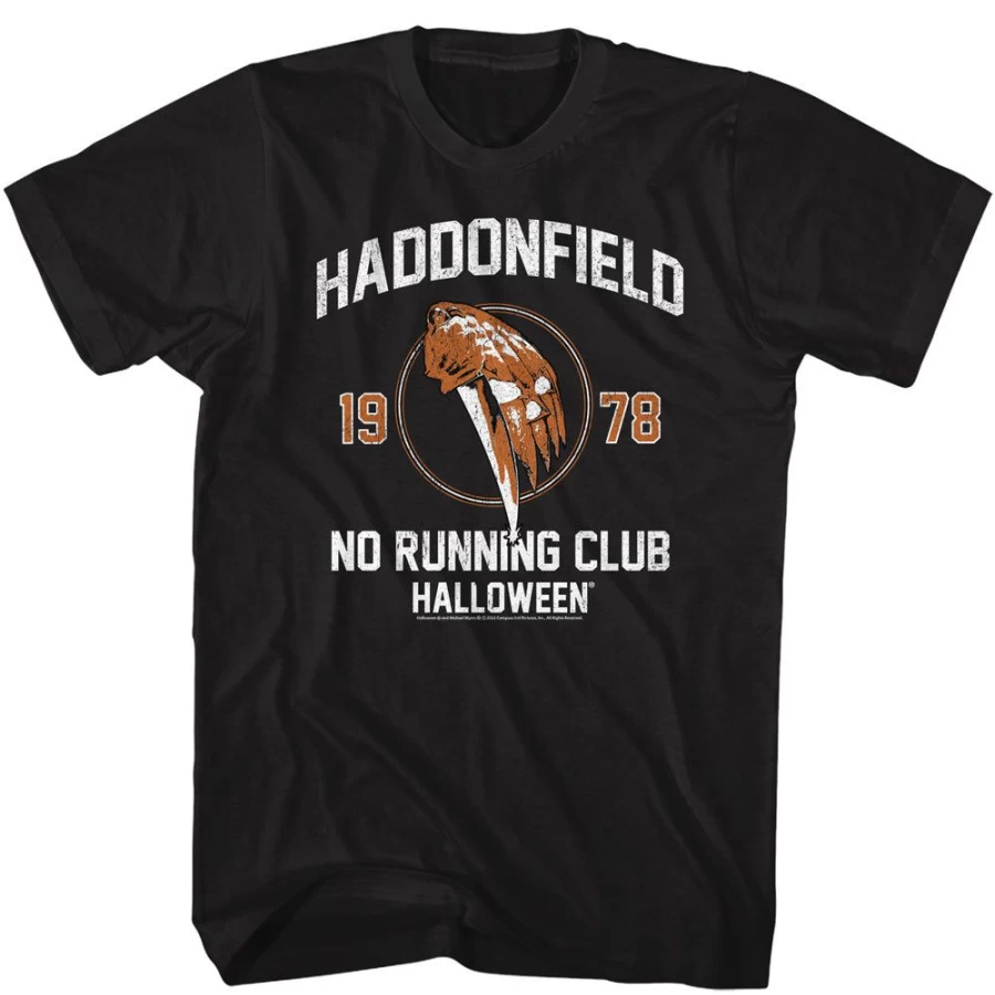 "MeTV Custom Brands Halloween No Running Club T-Shirt - Spooky Fun Apparel for Halloween Events"