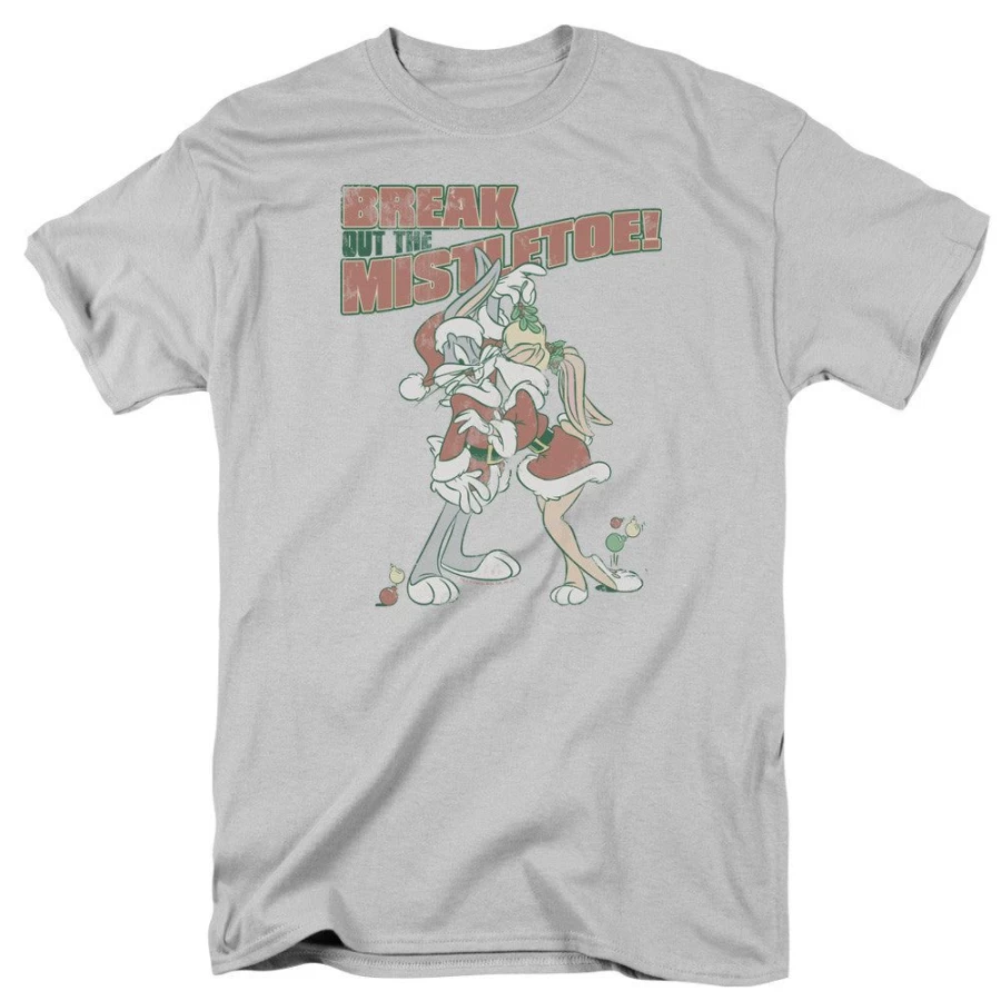 MeTV Custom Classics Bugs Bunny Mistletoe Christmas Unisex T-Shirt Cartoon Holiday Gift