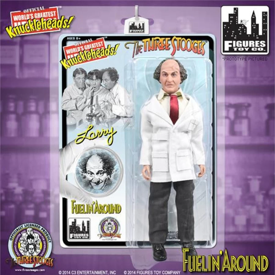 MeTV Figures The Three Stooges 8 Inch Deluxe Larry Figurine - Fuelin' Around Collectible Toy