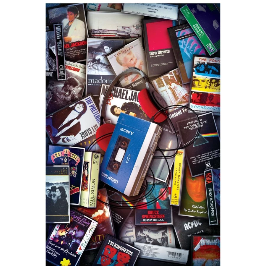 "Toynk 80s Retro Cassette Tape 1000-Piece Jigsaw Puzzle - Classic Music Hits Puzzle for Adults"