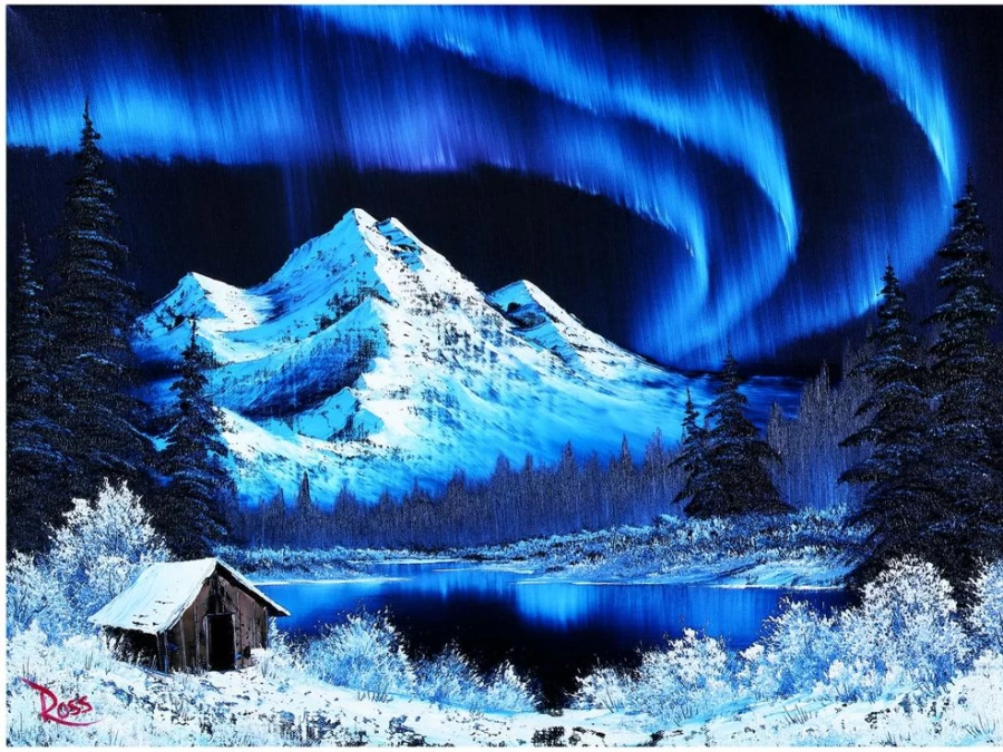 "Toynk 1000-Piece Bob Ross Northern Lights Aurora Borealis Jigsaw Puzzle for Adults"