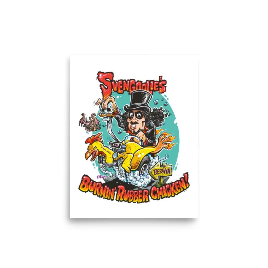 "Jim Engel Svengoolie Burnin' Rubber Chicken Art Print | 2022 Series | MeTV Collectible"