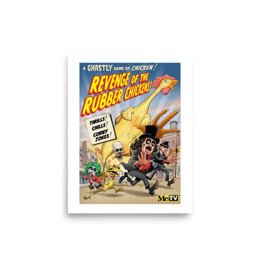 "Svengoolie Revenge Of The Rubber Chickens Art Print by Tom Richmond | MeTV Custom Products"