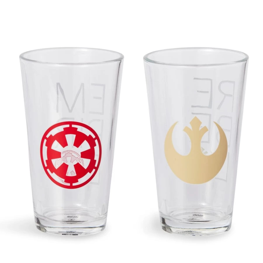 Toynk Star Wars 16Oz Pint Glass Set - 2 Pack with Rebel & Empire Symbols, Official Licensed Drinkware for Fans
