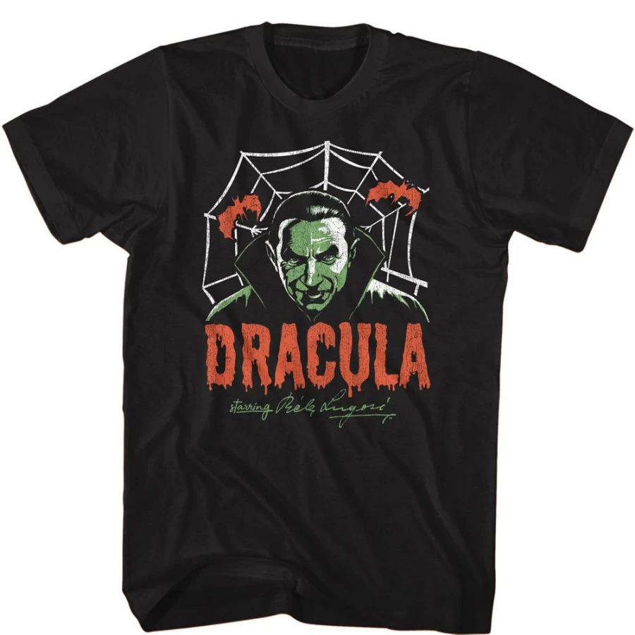 "MeTV Custom Brands Bela Lugosi - Vintage Horror Unisex T-Shirt (Creepy Web Design)"