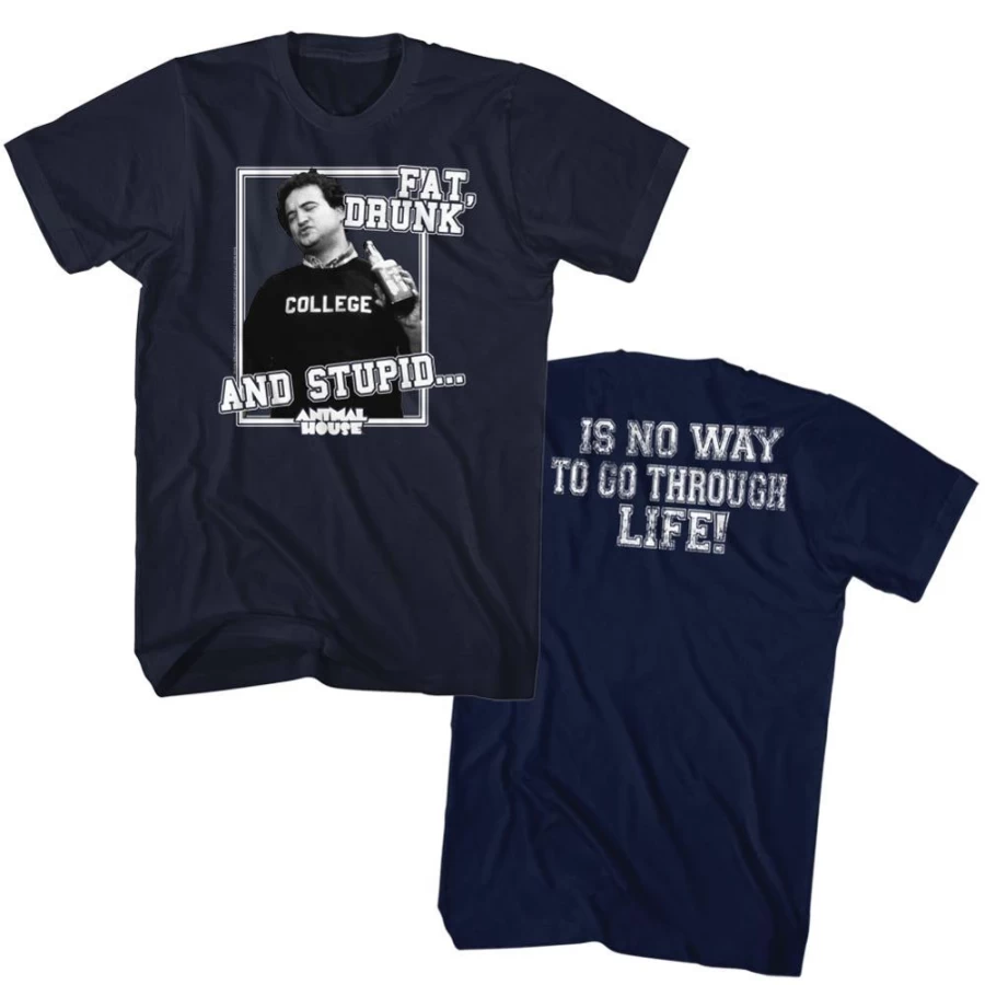 "MeTV Custom Brands Animal House Unisex T-Shirt - Fat, Drunk, And Stupid Movie Quote"