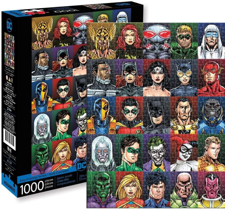 Toynk DC Comics Superheroes 1000-Piece Jigsaw Puzzle - Batman, Superman, Wonder Woman Collectible Puzzle for Adults