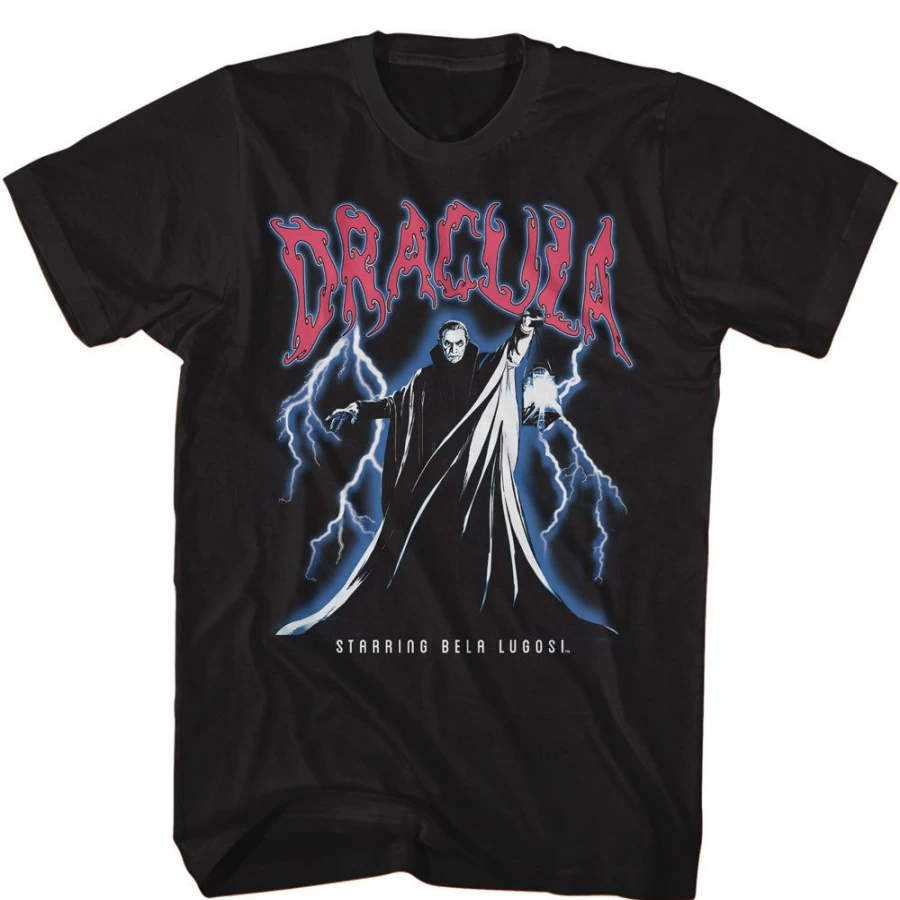 "MeTV Custom Brands Bela Lugosi - Lightning Unisex T-Shirt Vintage Horror Classic Design"