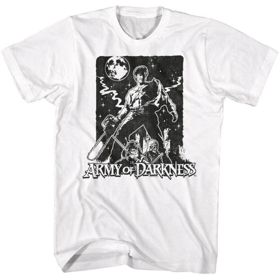 "MeTV Custom Brands Army Of Darkness Starry Night T-Shirt - Vintage Horror Movie Graphic Tee"