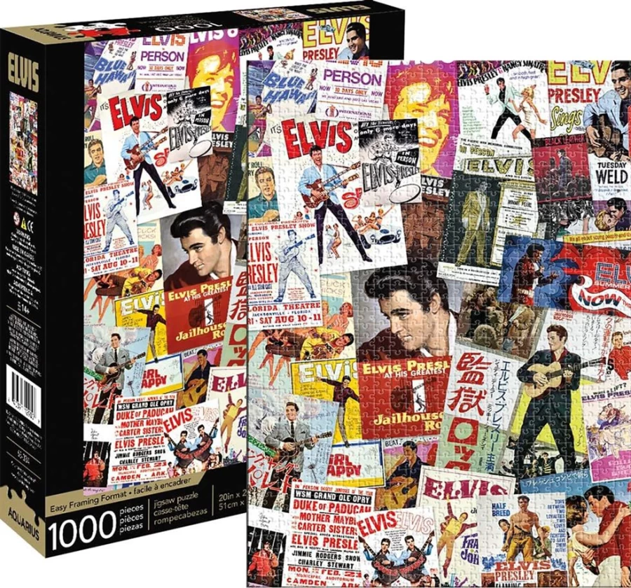 Elvis Presley 1000-Piece Jigsaw Puzzle - Vintage Movie Poster Collage by Toynk