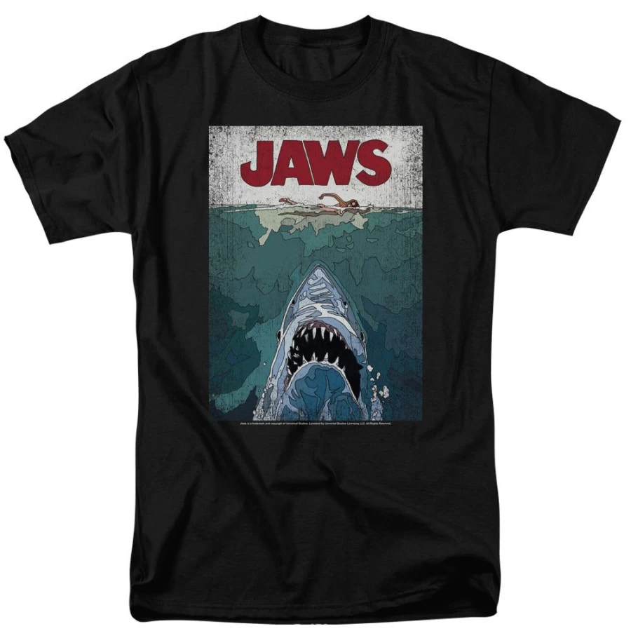 "MeTV Custom Classics Jaws Movie Poster - Unisex Lined Art Print"