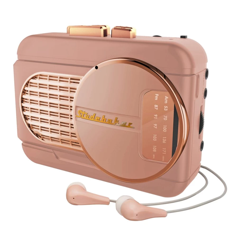 Studebaker Walkabout II Portable Cassette Player with AM/FM Stereo Radio and Built-In Speaker for Retro Music Lovers