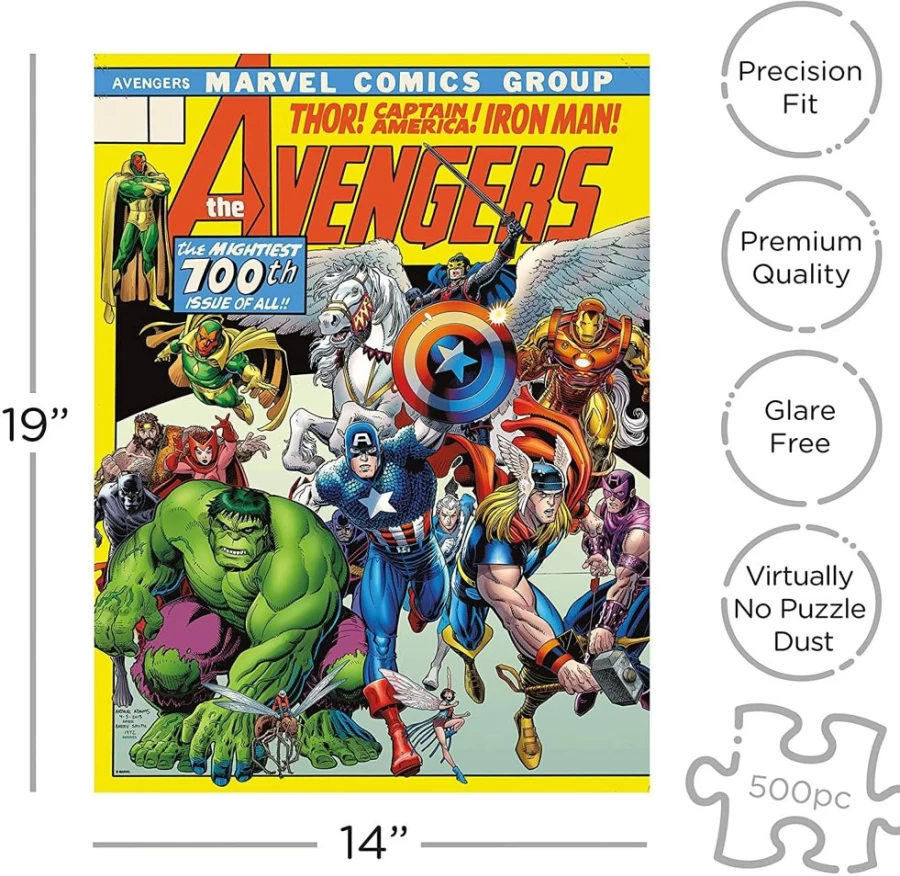 "Toynk Marvel Avengers Comic Cover 500-Piece Jigsaw Puzzle for Adults & Kids – Collectible Superhero Puzzle"