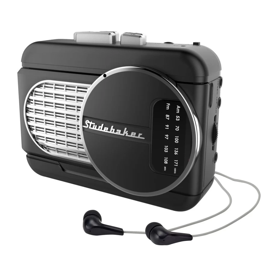 Studebaker Walkabout II Portable Cassette Player with AM/FM Radio and Built-In Speaker for On-The-Go Music