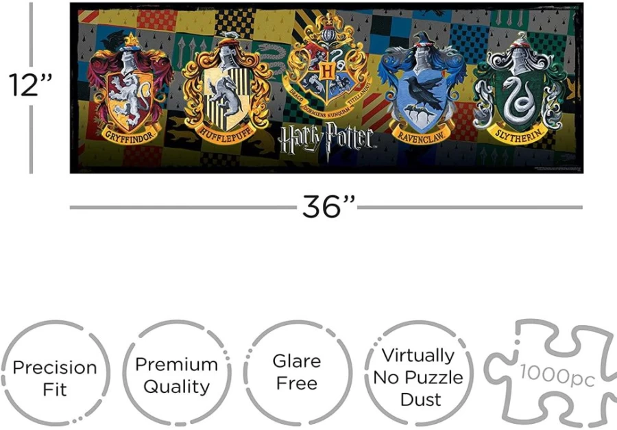 "Toynk Harry Potter House Crests 1000-Piece Jigsaw Puzzle for Adults – Collectible Hogwarts Challenge"