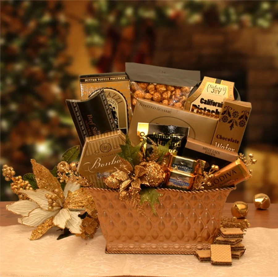 GBDS Golden Gatherings Holiday Gift Basket - Premium Gourmet Food & Festive Treats Hamper