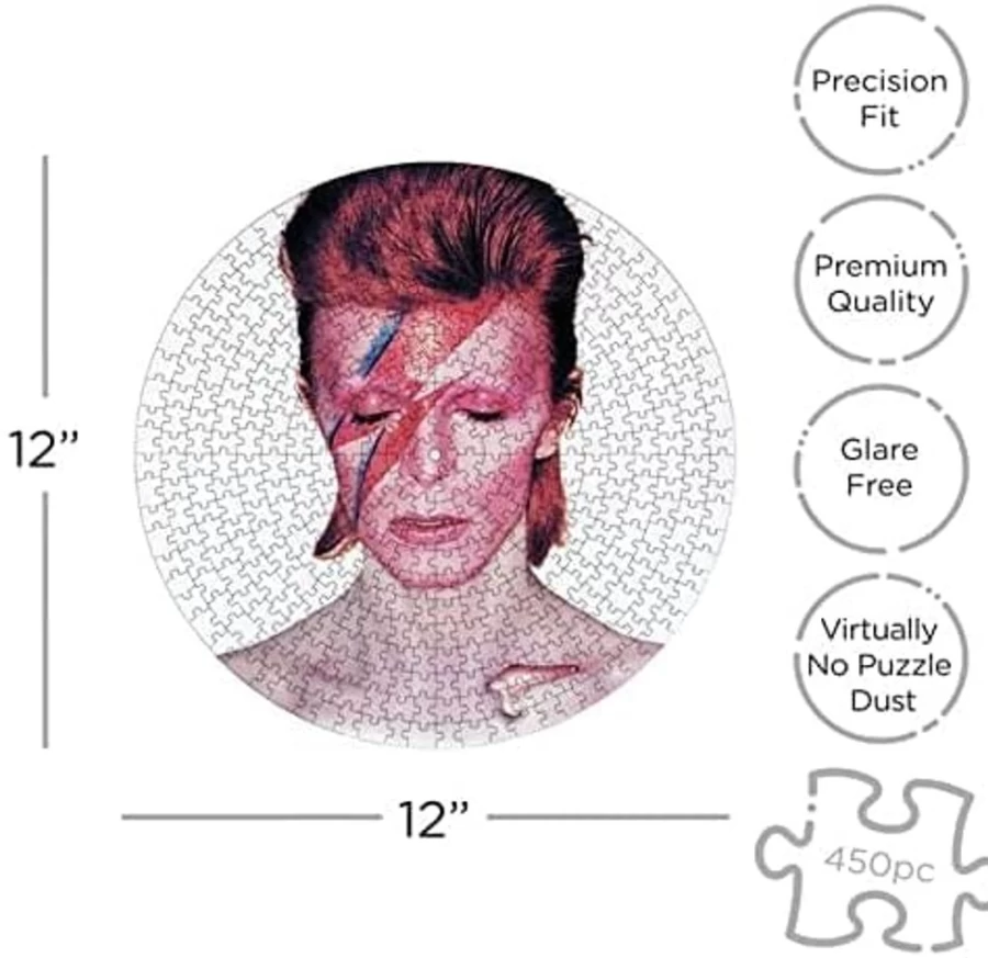 David Bowie Aladdin Sane 450-Piece Vinyl Record Jigsaw Puzzle by Toynk – Collectible Music-Themed Puzzle