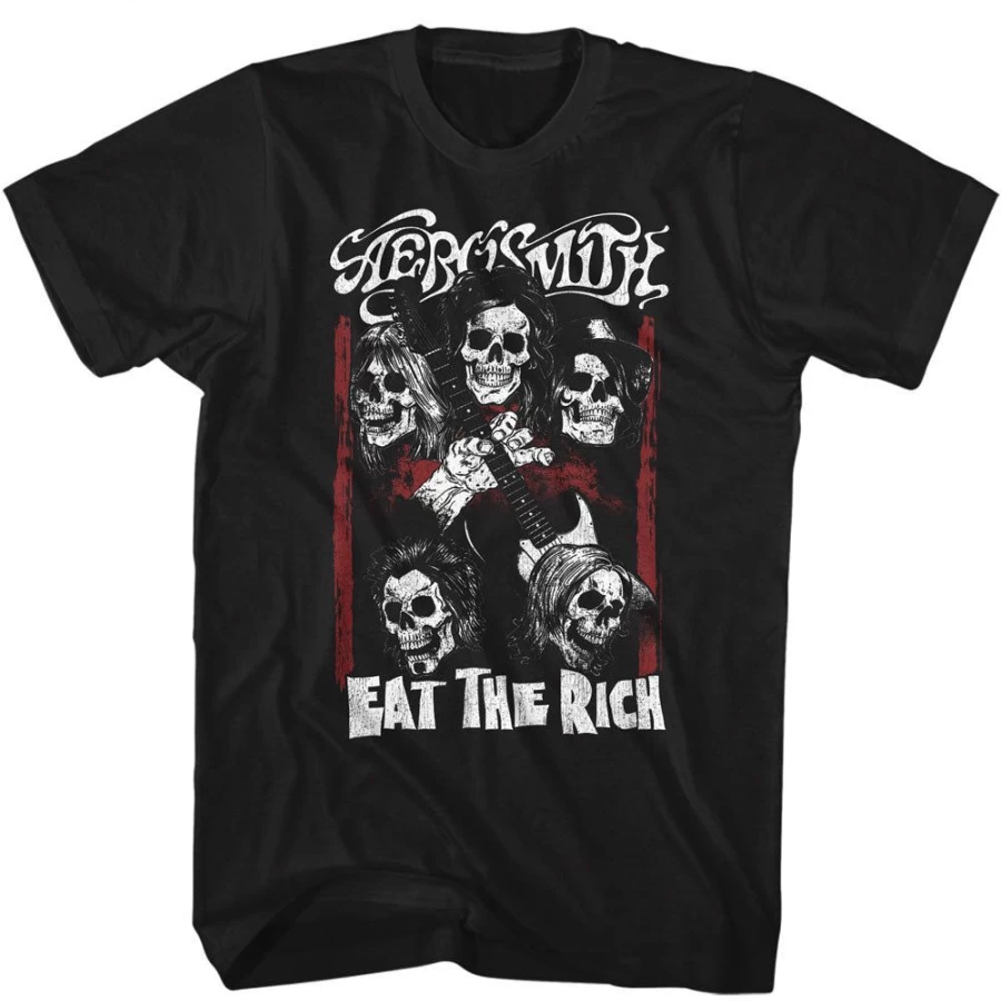 MeTV Custom Brands Aerosmith Eat The Rich Vintage Graphic T-Shirt - Classic Rock Band Merchandise