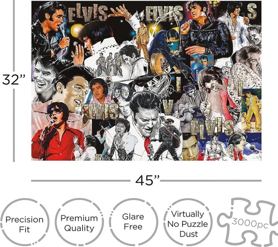 "Toynk Elvis Presley 3000-Piece Jigsaw Puzzle - Vintage Collage Music Legend Puzzle"