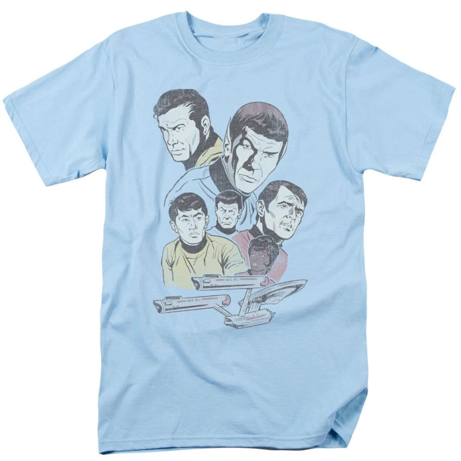 MeTV Custom Classics Star Trek Retro Crew Unisex T-Shirt - Vintage Sci-Fi TV Show Merchandise