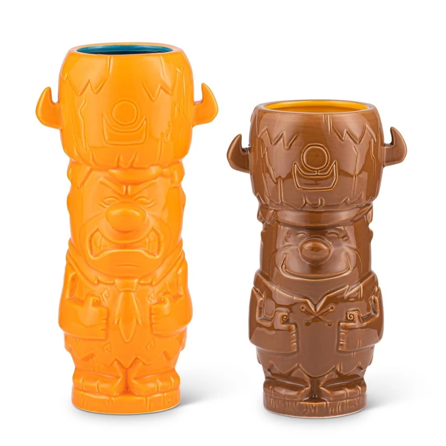 Toynk Flintstones Fred & Barney Geeki Tikis Mug Set - 28oz Collectible Drinkware